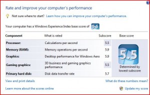 Dell Studio XPS 16 Performance Rating in Windows VISTA - 5.5