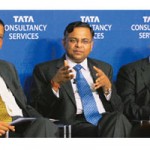 Chandra , Ajoy Mukherjee and Padmanabhan at TCS Press conference
