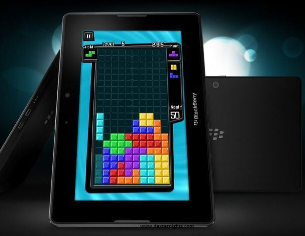 blackberry playbook side, front and back view